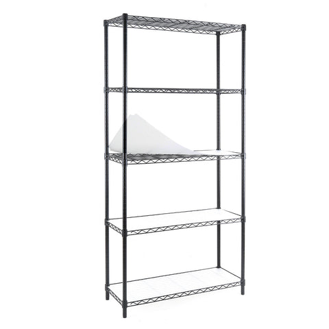TEST 5-Tier Shelf with 5-Shelf Liners (36W x 14D x 72H) Black