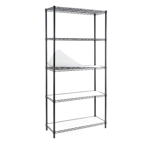 5-Tier Shelf with 5-Shelf Liners (36W x 14D x 72H) Black, SKU: EF33651